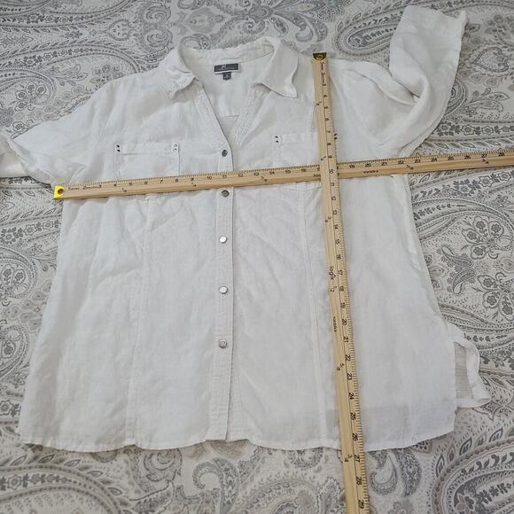 JM collection womens linen/cotton boxy button up white Sz 16 resort wear beachy - Picture 4 of 8